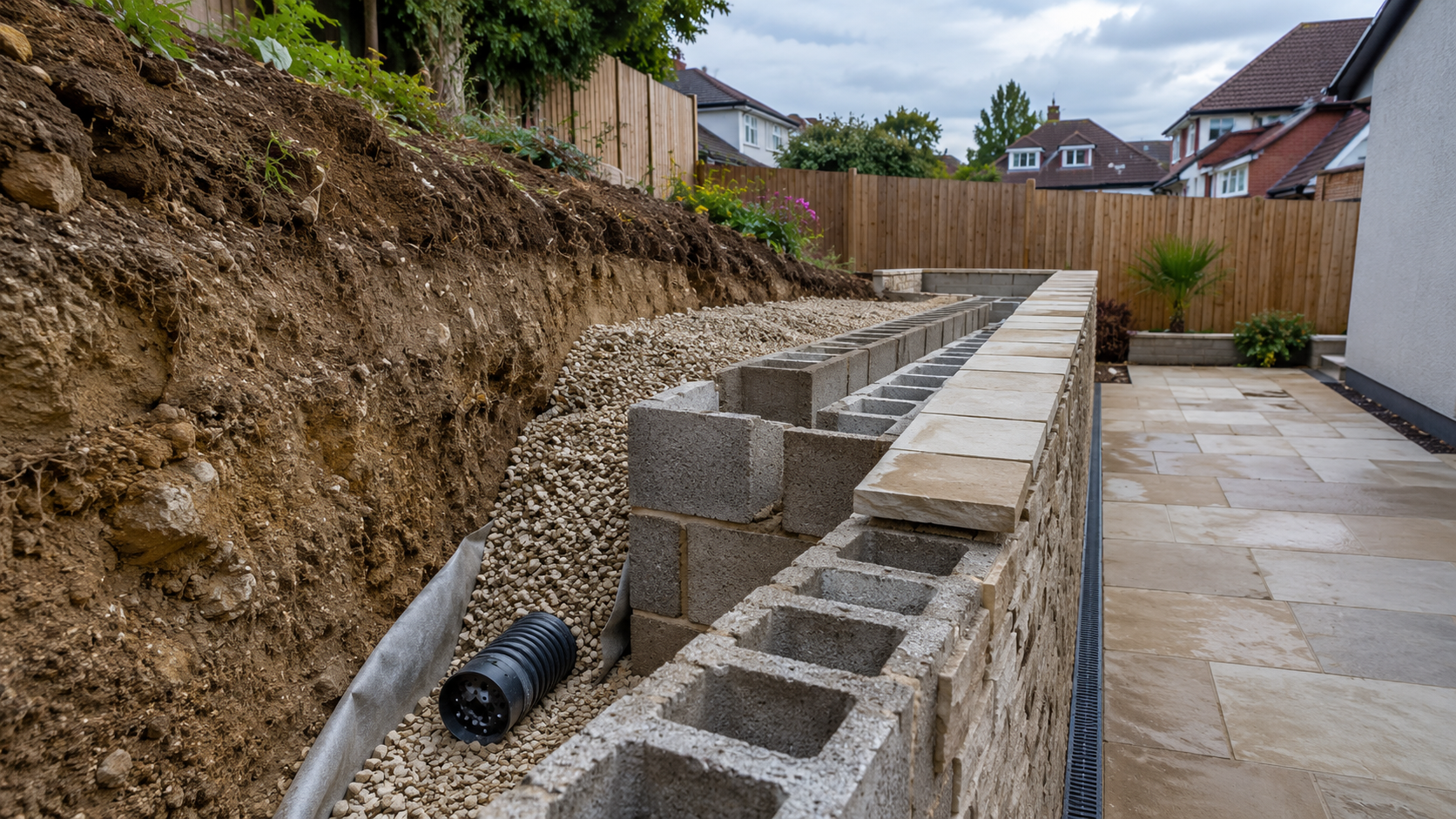 Why Cheap Retaining Walls Collapse After Heavy Rain